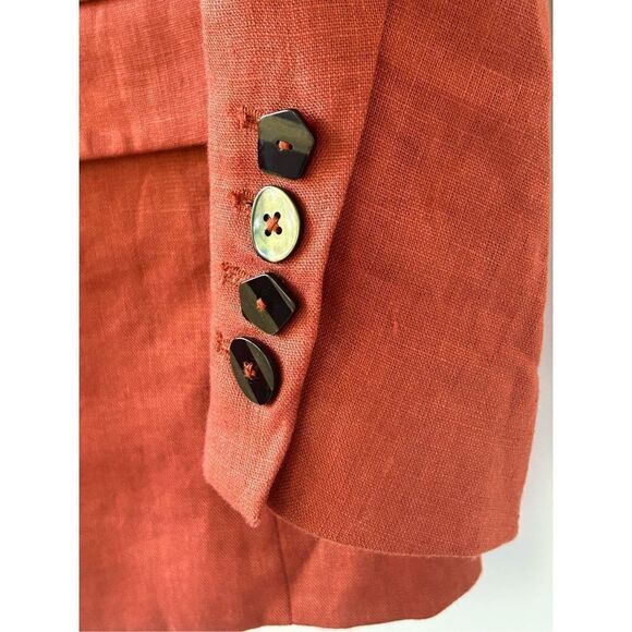 Farm Rio Brown Linen Blazer Jacket Women’s Size Large - Picture 10 of 14